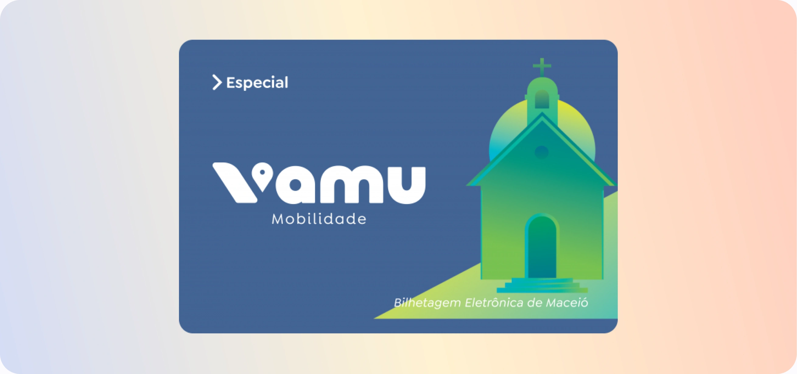 Cartão VAMU Especial sobre um fundo em cores suaves.